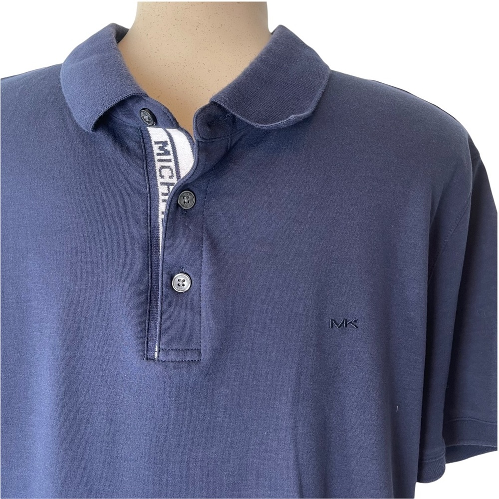 MICHAEL KORS Men's Navy/White Casual Button Up Polo Short Sleeve Size Large GUC - Picture 2 of 7